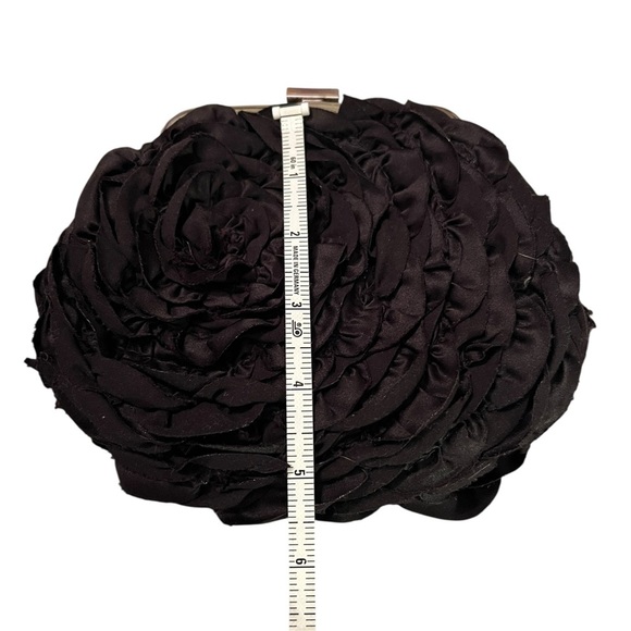 Elegant White House Black Market Black Floral Motif Evening Clutch - Picture 10 of 14